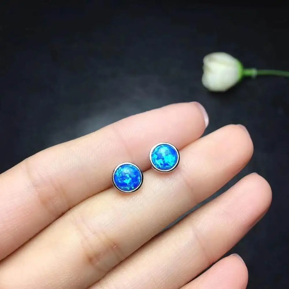 Blue OPal Earrings Natural And Real Blue Opal Earring 925 Sterling Silver Fine Elegant Jewelry for Women Earring