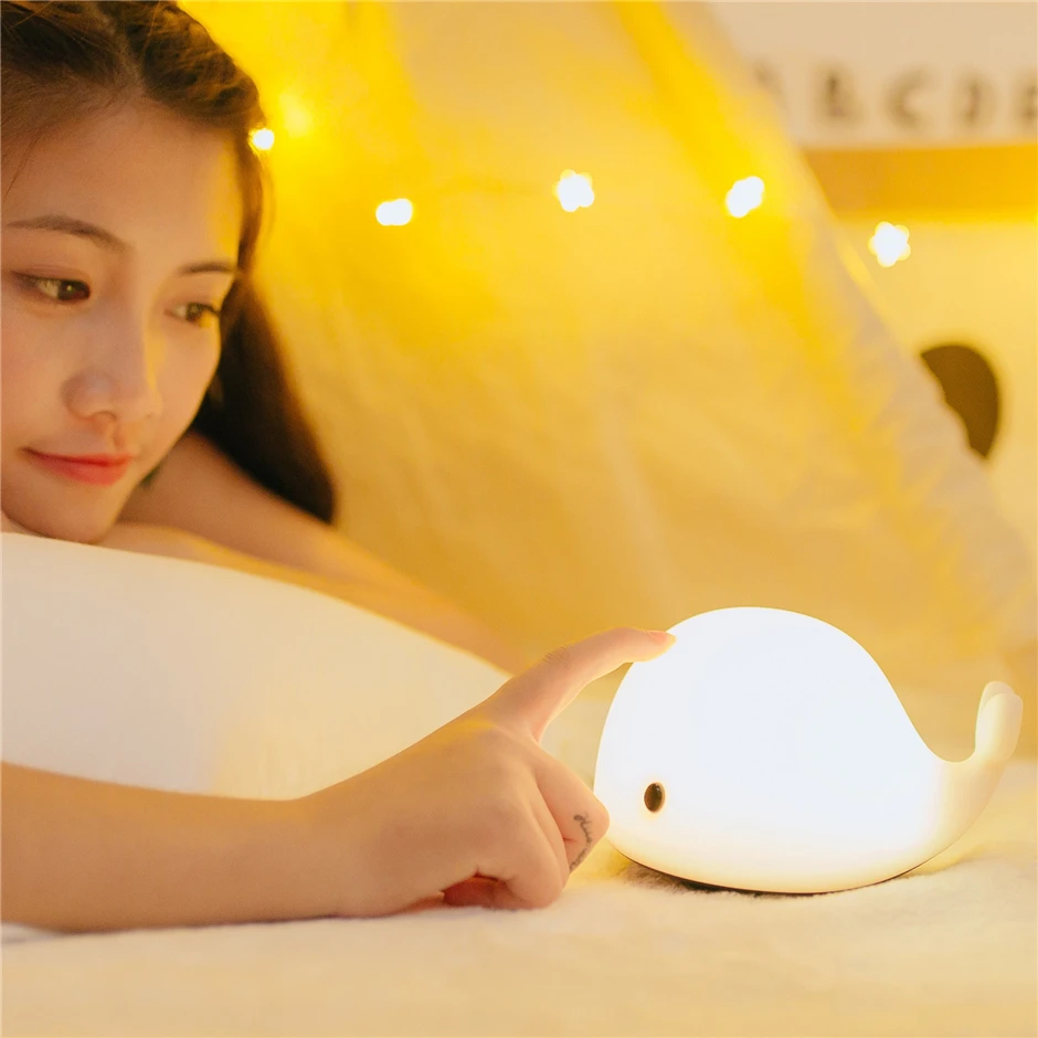 

Desk Night Lights Baby Room Whale Cartoon Night Light Kids Bed Table Lamp Sleeping Lamps with Bulb for Children Christmas Gift