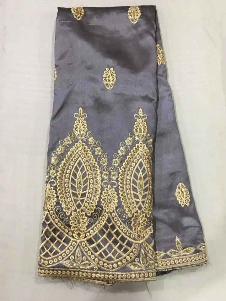 5Yards/pc Wonderful blue african George cotton fabric with gold sequins french lace fabric for clothes OG8-4