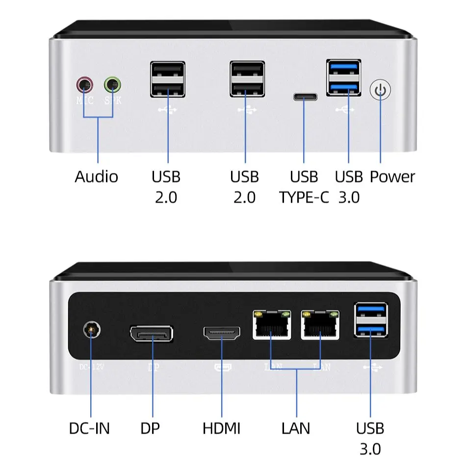 Imagem -06 - Xcy-mini pc Intel Core i7 Windows 10 10510u 8gb 16gb Ddr4 256gb1tb Ssd M.2 Nvme Hdmi dp 4k 60hz 2x Gigabit Ethernet 2.4g Wifi