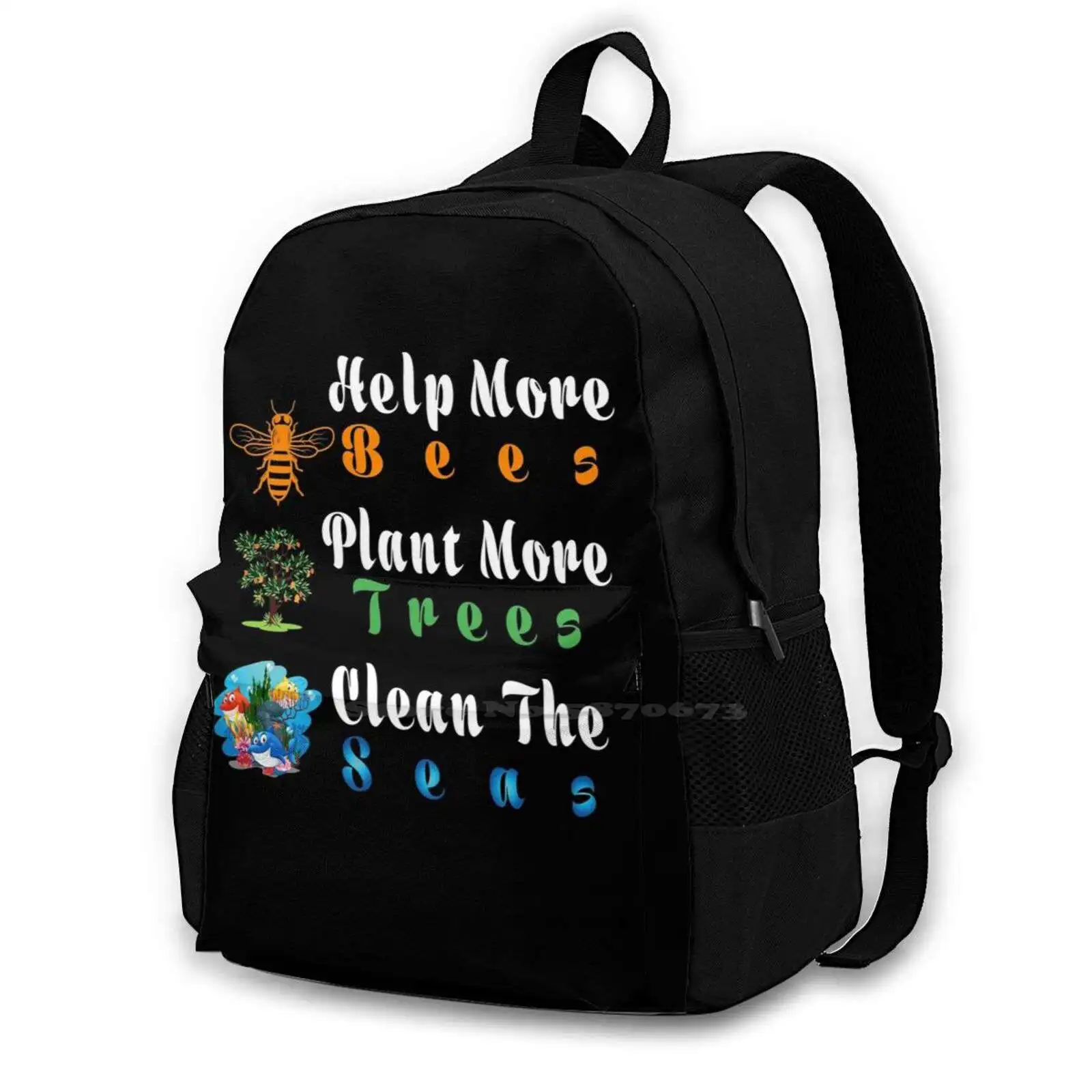 Plant More Trees Clean The Seas Bag Backpack For Men Women Girls Teenage Plant More Trees Clean Seas Animal Lover Planet Save