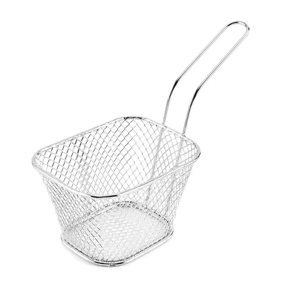 3/5/10pcs Frying Snack Basket Oil Straining Stainless Steel Baskets Chips Chicken Colander Tool for Household Kitchen Restaurant