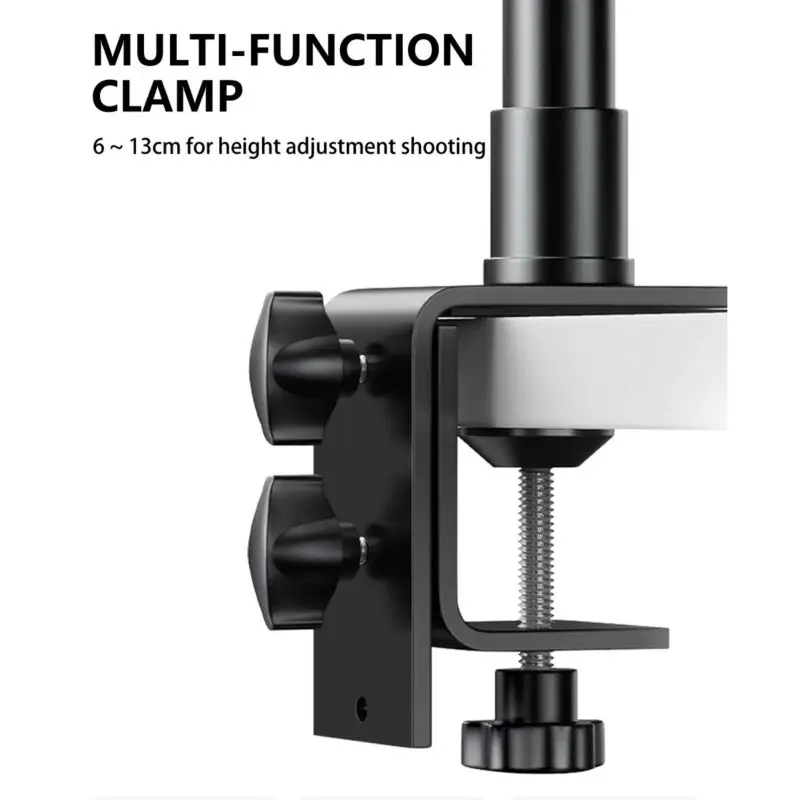 Vlog LED الفيديو الضوئي عدة مكتب جبل إضاءة الاستوديو متعدد مكتب المشبك جبل حامل مصباح مصمم على شكل حلقة فلاش كليب حامل مصباح قوس