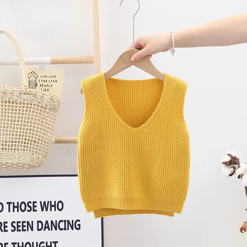 Baby Girls Sweaters Baby Girl Solid Sleeveless Pullover Vest Baby Boys Sweaters Knit Vest Kids Toddler Autumn Winter Sleeveless