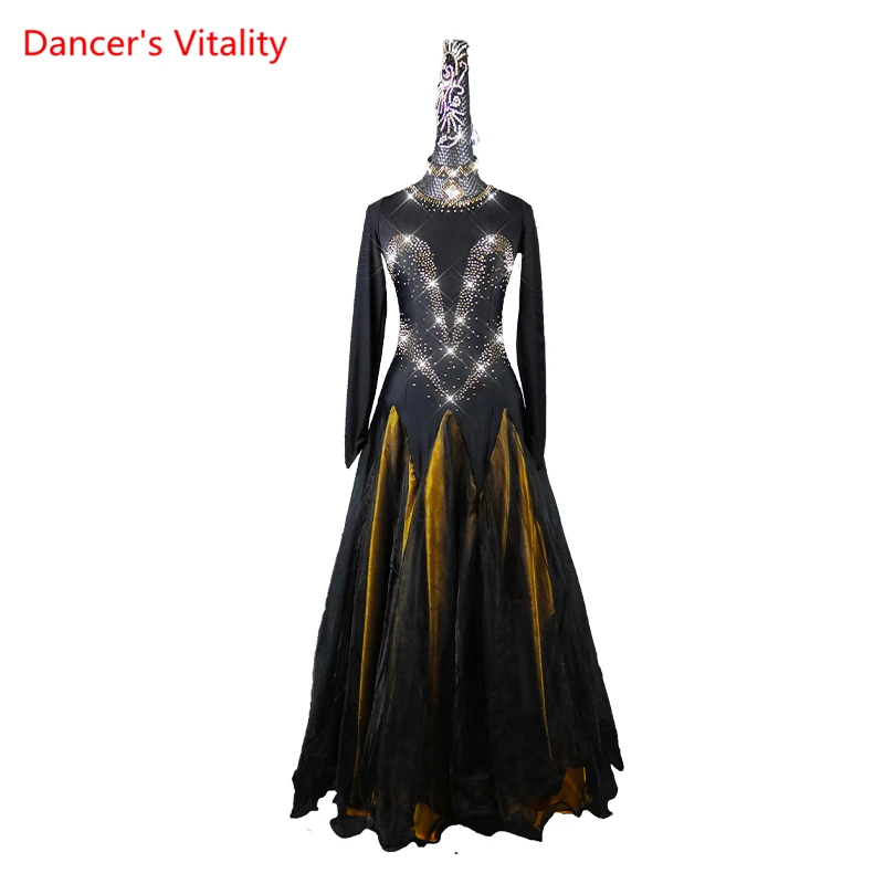 

Waltz Dress Diamond-Studded Long-sleeve Performance Clothing High-end Custom Female Adult Ballroom Dancing Competition Clothes