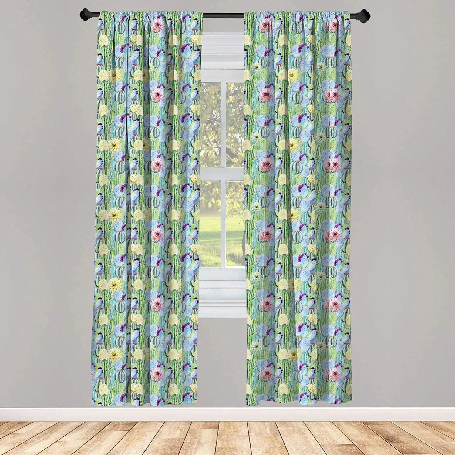 Cactus Curtains Types of Cactus Plant with Flowers and Buds Fruits Nature Artwork Window Treatments for Living Room Bedroom