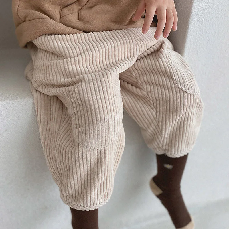 

2024 Spring New Kids Baby Corduroy Trousers Pant Fashion Girls Pants Children Boys Kids Full Length Pants Infant Clothing