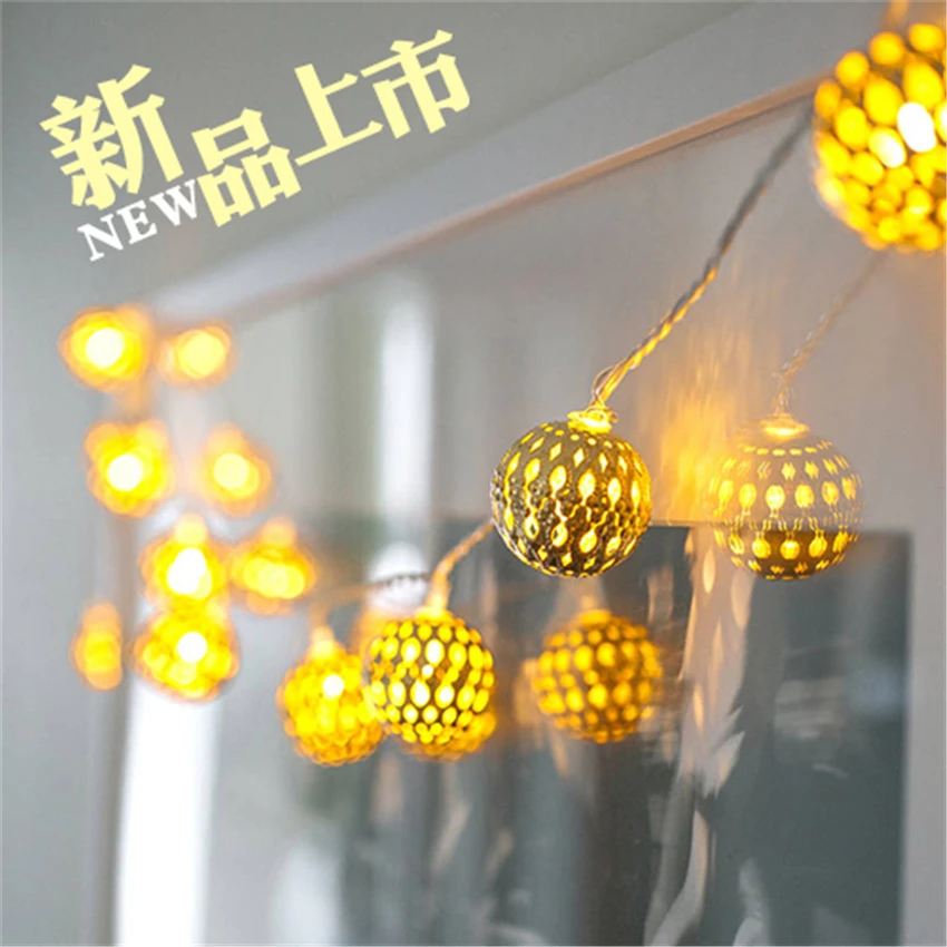 Decorative Lights Gold Light String Iron Ball Night Lights LED Bedroom Birthday Holiday Outdoor Wedding Night Lamps Fixtures