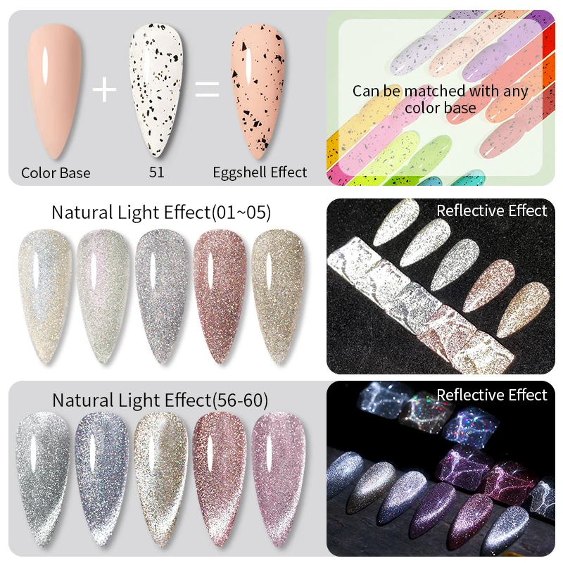 BORN PRETTY Pro Smalto gel per unghie Gel glitter riflettente 15ml Serie Trubuty Soak Off Vernice semipermanente UV Top Coat Nail Art