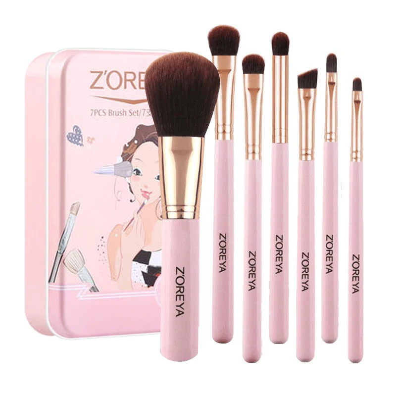 Zoreya 7pcs Makeup Brushes Set Eyeshadow Concealer Foundation Powder Blush Lip Eye Make Up Brush kabuki Blendidng Cosmetics Tool