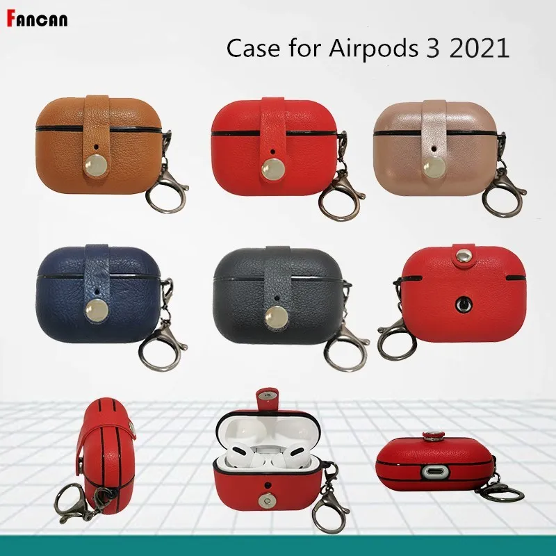 Чехол для Airpods 3 Luxury из искусственной кожи Airpods 2 Air Pods Pro защитный чехол с пряжкой против потери для Air Pods 3 2 1 чехлы