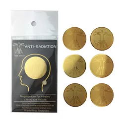 24K Golden Anti-Radiation Protector Round EMF Protecor Cell Phone Sticker EMR Blocker Radiation Reduction By 96.43 Percent
