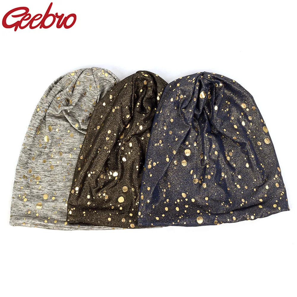 Geebro New Women Splatter Paint Slouchy Beanies Hat Men Fashion Print Flat Baggy Cotton Knitted Caps Skullies Gorros DQ954