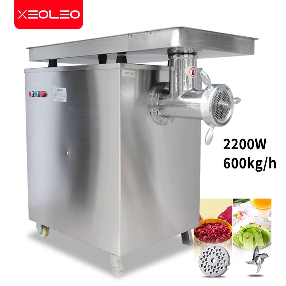 XEOLEO Meat Grinder Enema Machine Stainless Steel Electric 42# Meat Mincer with Nozzles 600kg/h Suitable Food Processor