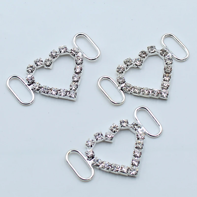 Shiny rhinestone buckle 10pcs 20*33mm gift decoration underwear peach heart connection buckle wedding DIY jewelry accessories