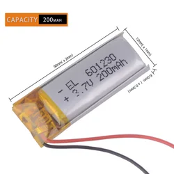 200mAh 3.7V 601230 akumulator litowo-jonowy polimerowy dla DVR GPS mp4 zestaw słuchawkowy bluetooth zelot H7