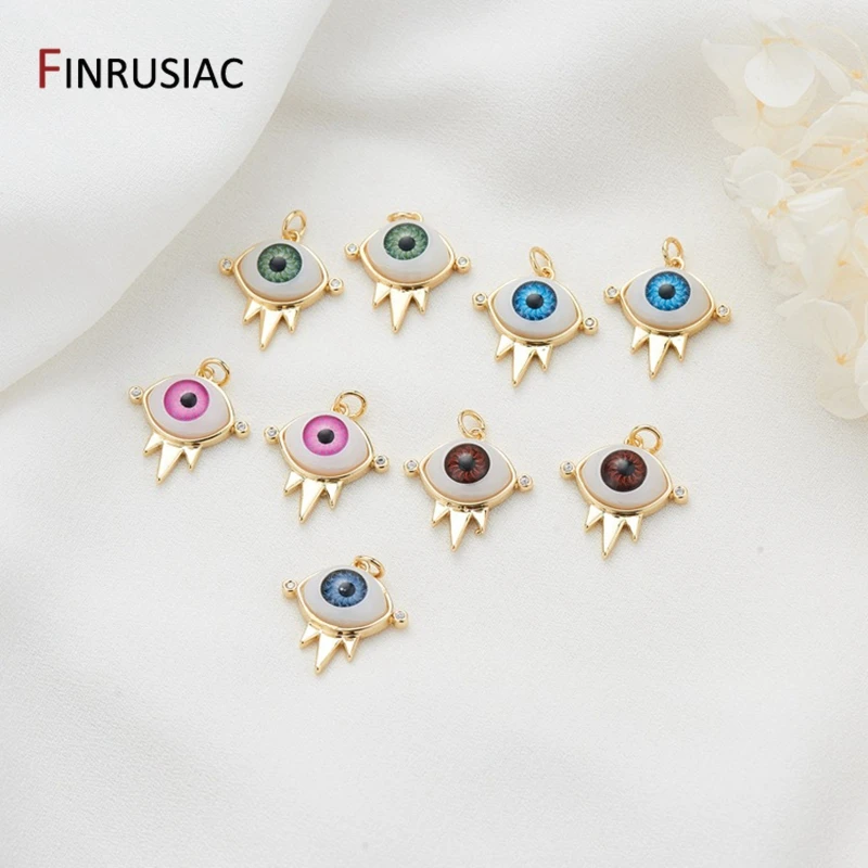 2021 New Trendy 14k Real Gold Plated Elf Eye / Devil/Evil Eye Pendants,Handmade DIY Necklace Bracelet Making Jewelry Accessories