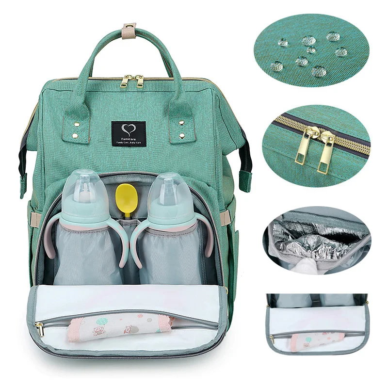 Borsa per pannolini per bambini mamma papà borsa per passeggino USB borsa per pannolini impermeabile di grande capacità kit zaino da viaggio per