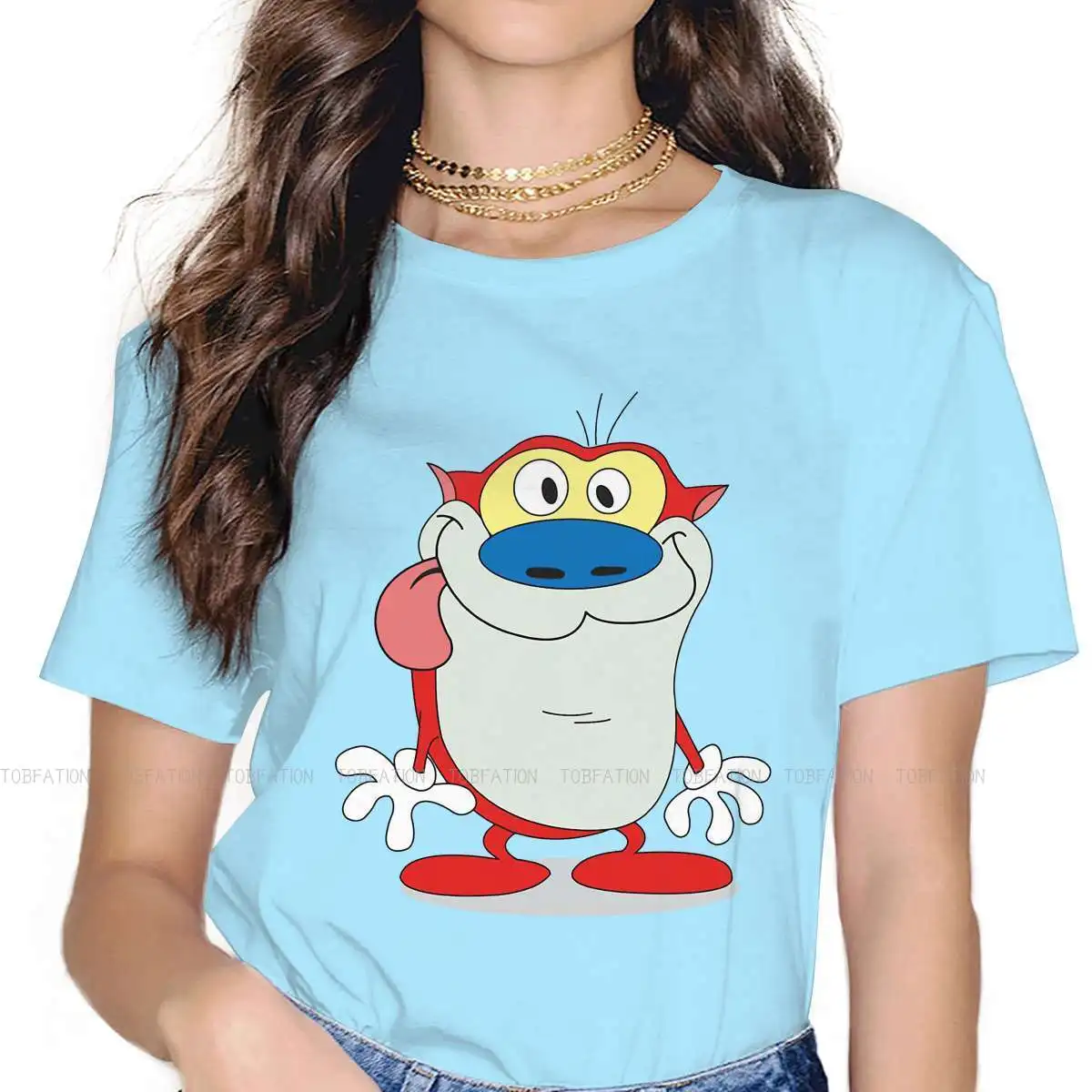 Cat Pullover Newest TShirts The Ren Stimpy Show Comedy Fantasy Girl Graphic Pure Cotton Streetwear T Shirt O Neck Oversized