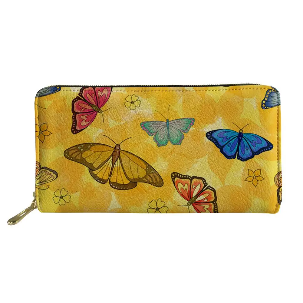 

Butterfly Pattern Long Wallet Zipper Phone Bag Card Holder for Pink Girls Clutch Purse Carteira Handbags Notecase 2019