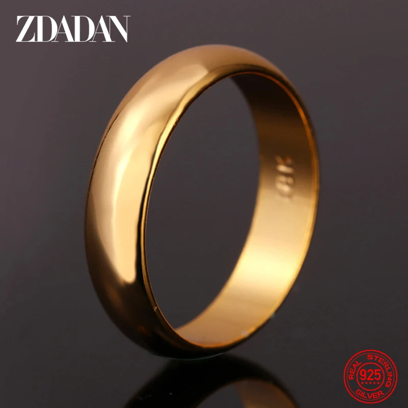 ZDADAN 925 Silver 18K Gold Ring For Women Fashion Jewelry Party