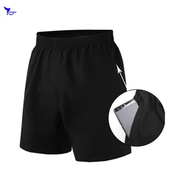 Gym Mens Sport Running Shorts with Pocket Quick Dry Black Workout Short Pants Men Soccer Tennis Basketball Training Beach Shorts