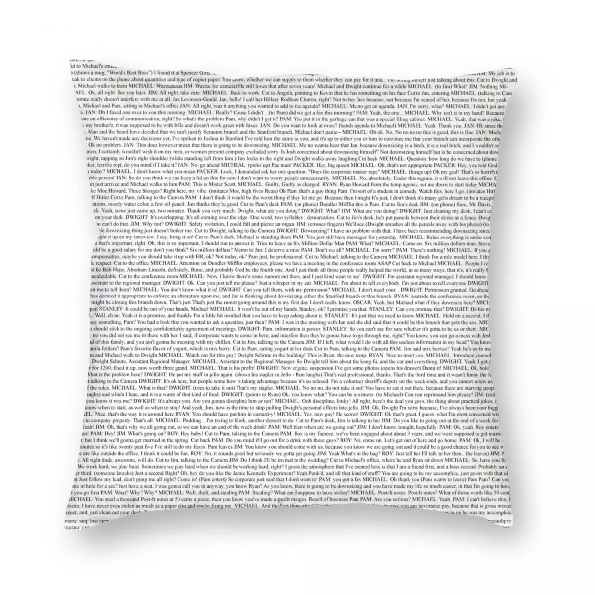 The Office Pilot Episode Script Us Pillowcase Polyester Linen Velvet Pattern Zip Decorative Throw Pillow Case Home Cushion Case