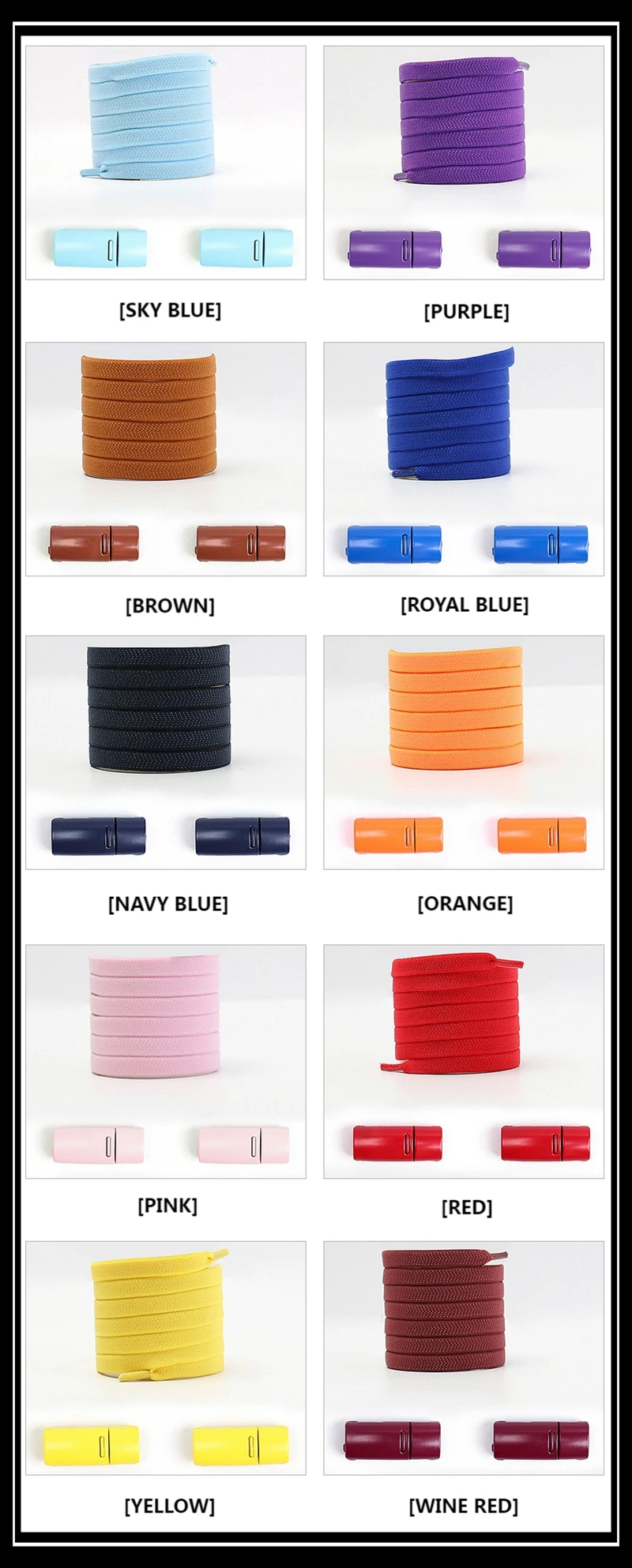 20 Farben Flache Schnürsenkel für Sneaker, Elastische Schnürsenkel ohne Binden, Schnelles An- und Ausziehen, Lazy Shoes Schnürsenkel Gummiband – Detail 9