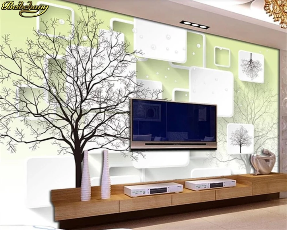 beibehang 3d wallpaper mural 3d stereo abstract black and white woods bird tv background wall papers home decor papel de pared