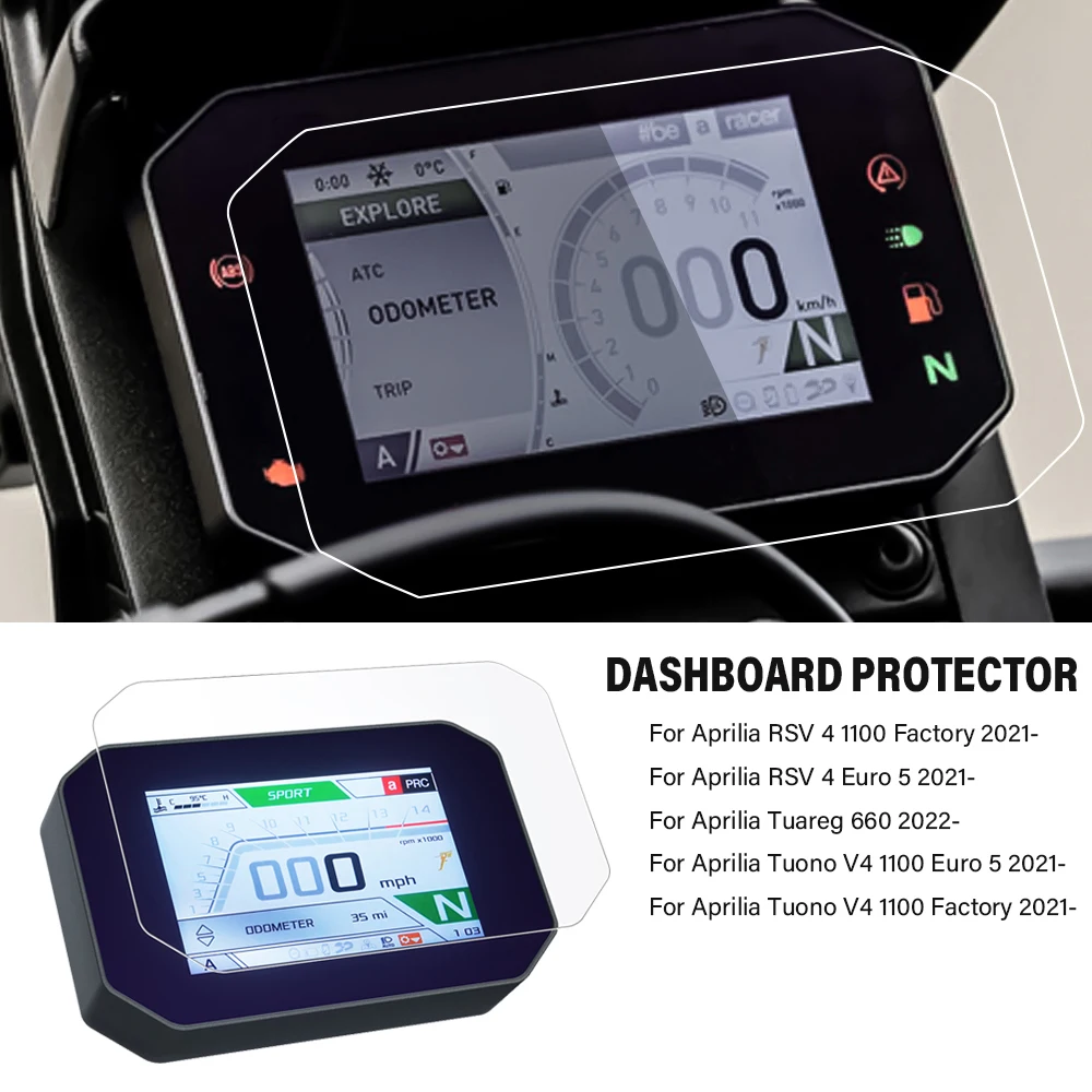 Motorcycle Dashboard Screen Protector For Aprilia Tuareg 660 RSV4 Tuono V4 2021 HD Anti-scratch Screen Protection Film