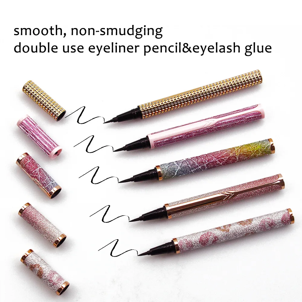 Multi-function Self Adhesive Eyeliner Glue Free Black Liquid Crystal Pens Waterproof Long-lasting Sticking Eye liner Pencil