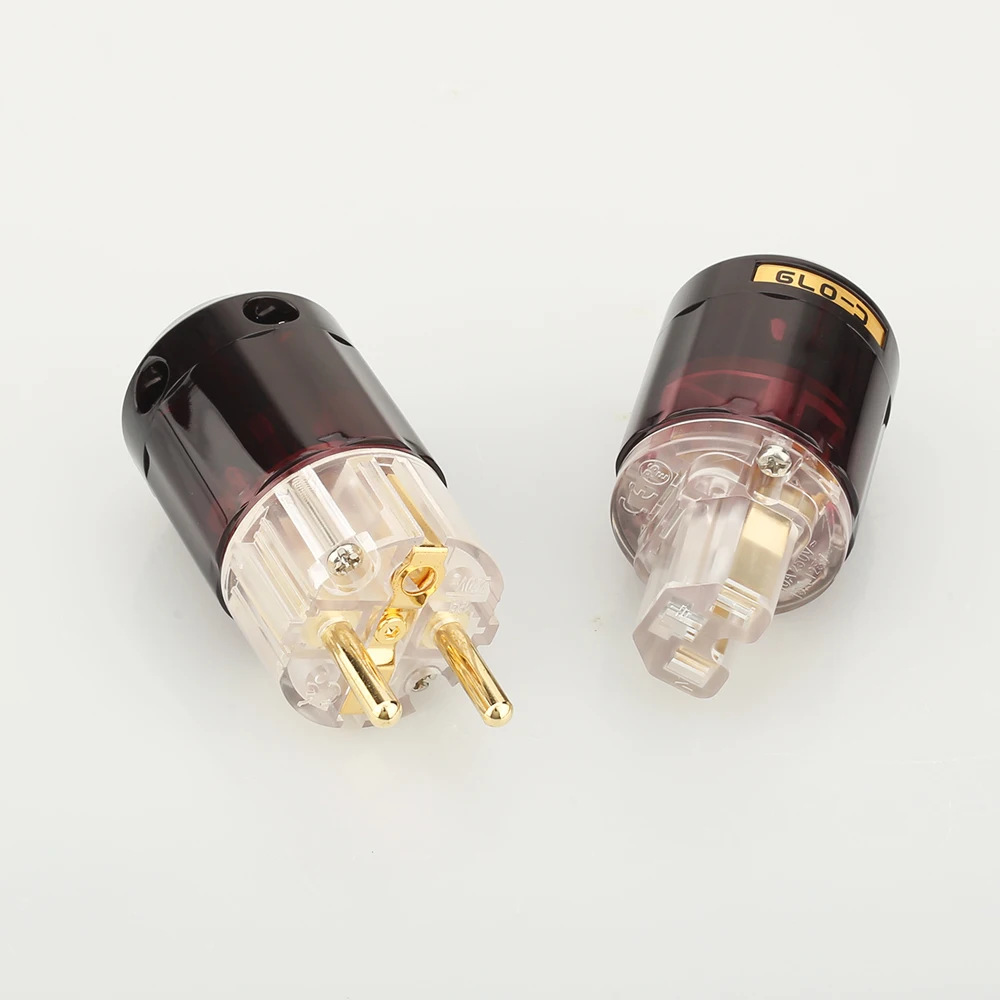 5 pair Gold Plated C-079 IEC + P-079E 24k Gold-Plated EU Plug connector IEC Schuko EU plug, For Audio Connector DIY