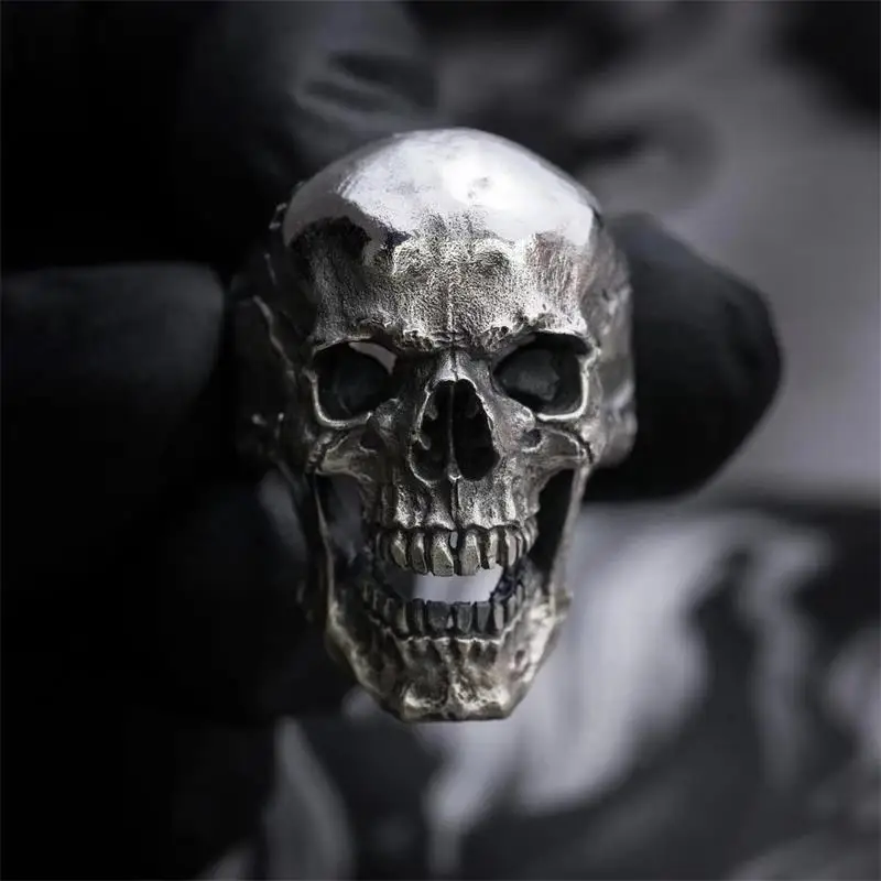 EYHIMD Gothic Men\'s Black Skull Ring 316L Stainless Steel Ring Motorcycle Band Biker Party Fashion Jewelry Male Bijoux