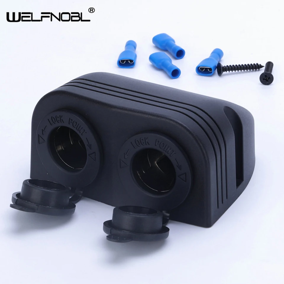 Two 12/24V Waterproof  Plastic Electronic Cigarette Lighter Adapter For Car