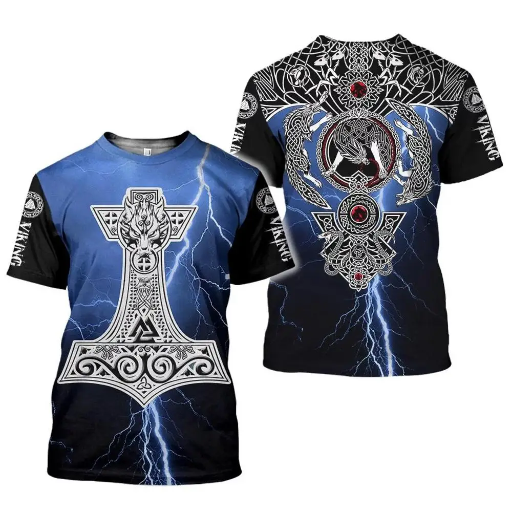 PLstar Cosmos 2023 summer t shirt men Newest Valknut Tattoo t-shirt 3D Printed T-shirts Men Women Casual Harajuku Tees Tops