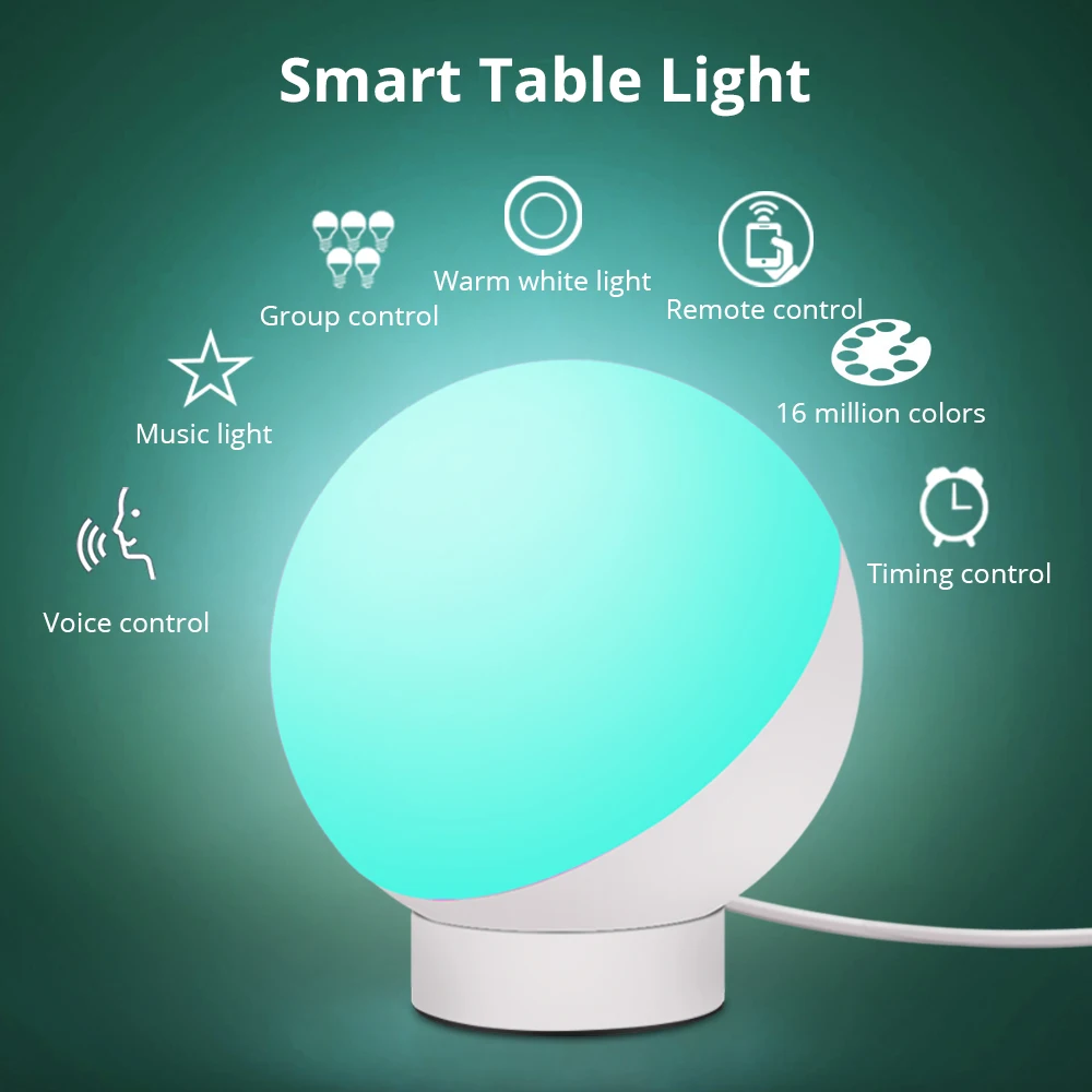 Imagem -02 - Benexmart-tuya Wifi Smart Table Led Light Luminária de Mesa Rgb Luz Noturna Regulável Controle de Voz Alexa Google Home