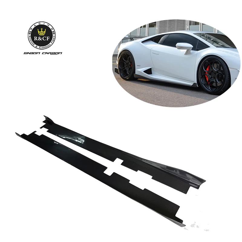 1 PAIR// DM Style Carbon Fiber Side Skirts Extensions For Lamborghini Huracan LP610-4 LP580