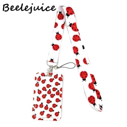 Ladybird Insect Lanyard Credit Card ID Holder Bag Student Women Travel Card Cover Badge Car Keychain Gifts Accessories