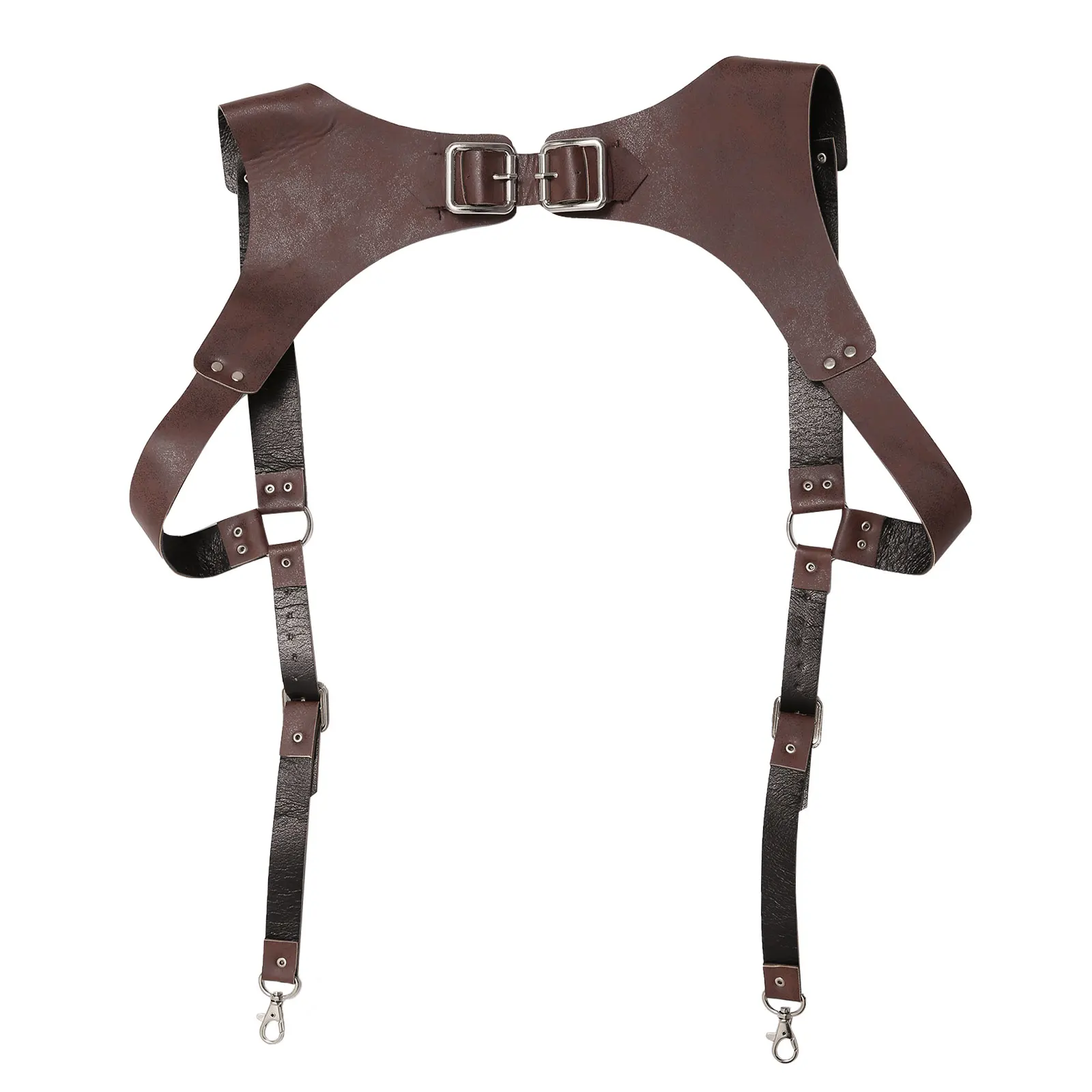 

Mens Male Vintage Style Medieval Renaissance Club Cosplay Outfits Leather Suspender with Adjustable Buckle Clubwear Costumes