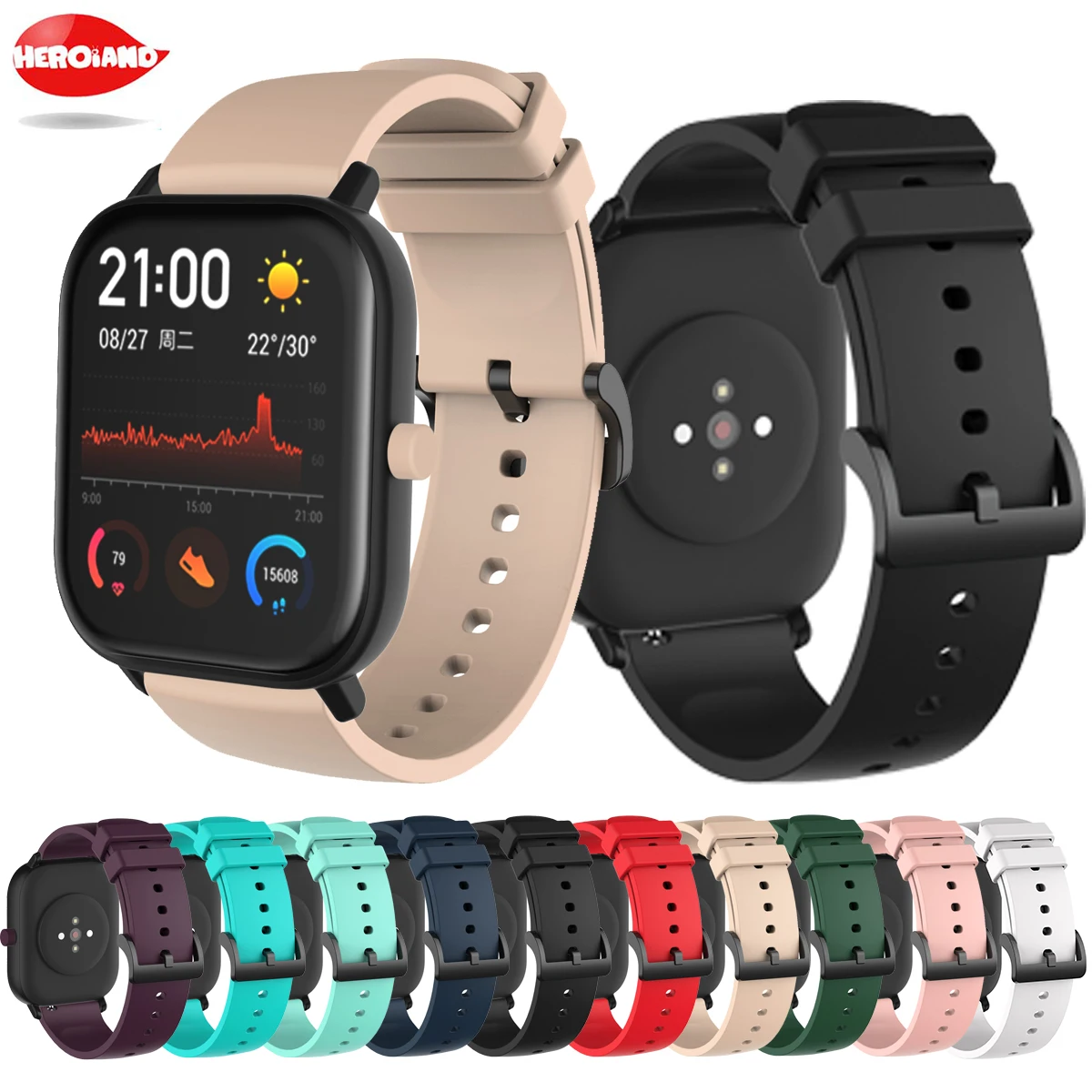 

Ремешок силиконовый для Amazfit GTS/GTS 2 Mini 2E, сменный Браслет для Huami Amazfit BIP S U Pro POP Pro Zepp E