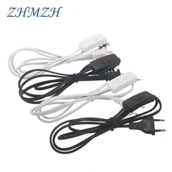AC Power Cord 1.8m on-off Switch Plug Wire Two-pin EU Plug Cable Extension Cords US Type Adapter Black White Line