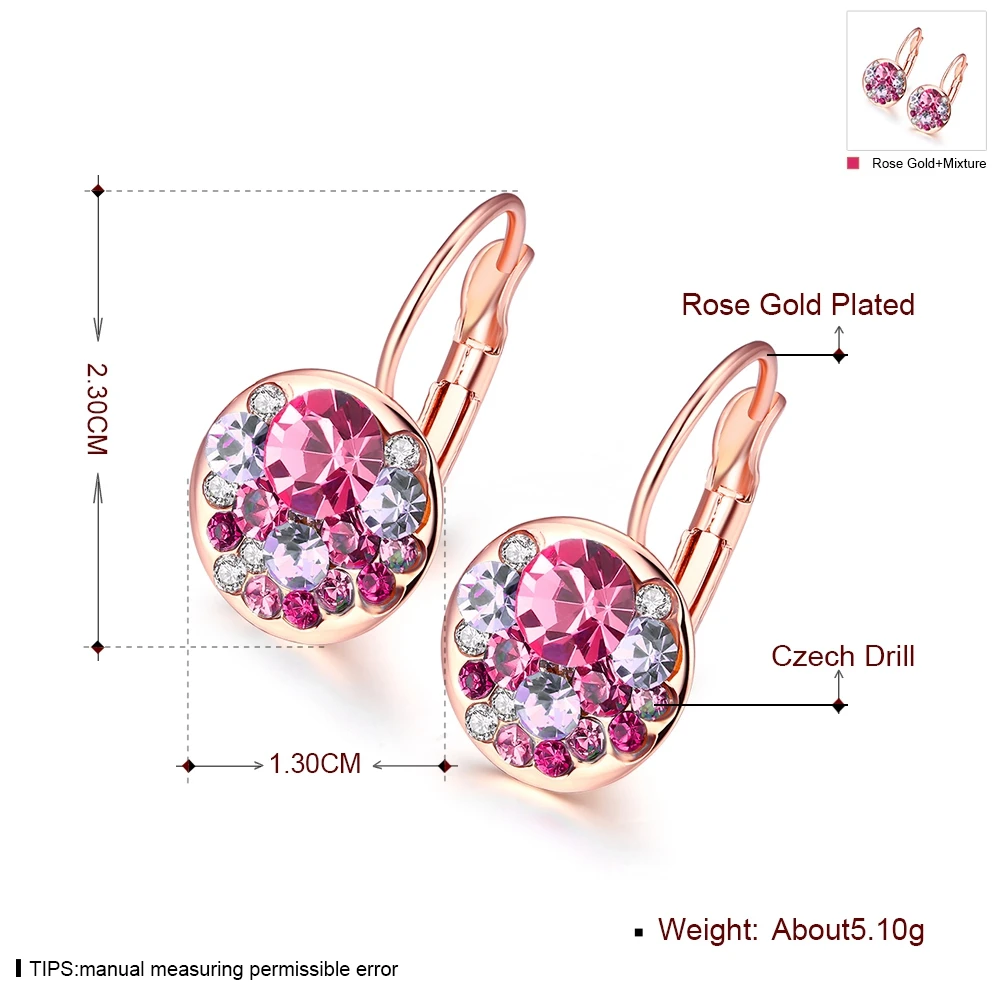 Fashion Crystals Dangle Earring Silver Color Bella Round Dorp Earrings For Women Party Wedding Bijoux