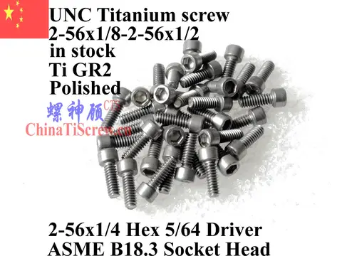 Socket Head 2-56 Titanium screw 2-56x1/8 2-56x3/16 2-56x1/4 2-56x5/16 2-56x3/8 2-56x1/2 Hex 5/64 Driver
