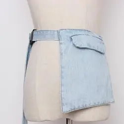 Women's runway fashion pocket denim Cummerbunds female Dress Corsets Waistband Belts decoration wide belt R3085