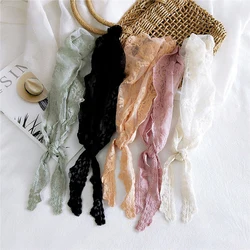 Triangle Lace Scarf Scarves Shawl Wraps Solid Embroidery Floral Wrist Ribbon Hair Head Scarfs DIY Neck Knitted Transparent Wrap