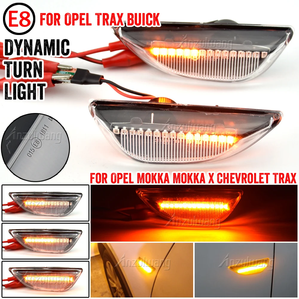 

2Pcs LED Amber Dynamic Flowing Turn Signal Side Marker Light For Opel Mokka X Chevrolet Trax 2013-2019 Buick Encore 2013-2020