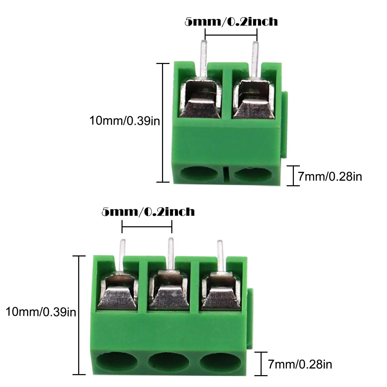 20pcs/Box  Pitch 5mm KF301-2P 3P Pin PCB Mount Screw Terminal Block Connector for Arduino 300V 15A