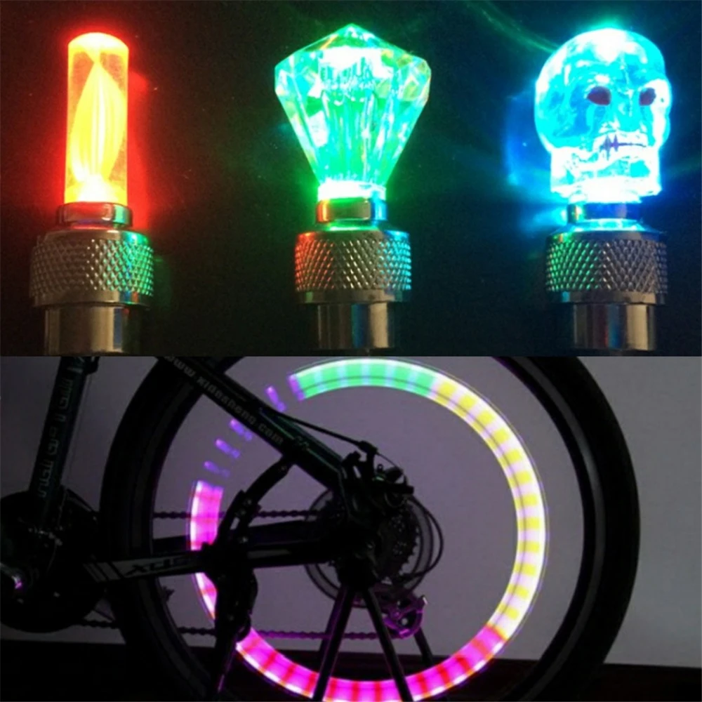 1pc Neon Bicycle Spoke Lights Bicycle Wheel Lights With Battery For Mountain Road Bike Motorcycle LED Tyre Tire Valve Caps Light