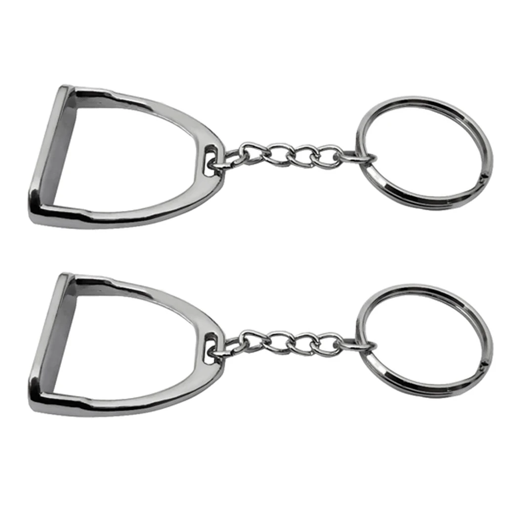 1/2pcs English Stirrup Keyring Key Chain Hanging Ornament Horse Equestrian Style Gift Silver Color