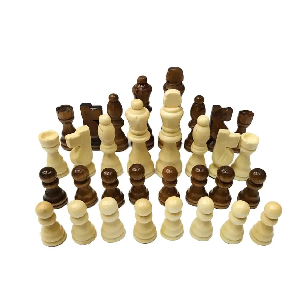 Wooden Chess Set 7.7cm King 32 Chess Pieces Figures Pawns Adults Children Tournament Game Toy Leisure Chess Toy Multiple Types